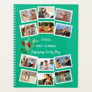 Agenda Colagem de Foto Vermelho 12 com Penteado de Flor d