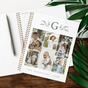 Agenda Colagem de Fotografias Elegante Monograma Botânico