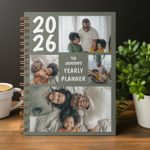 Agenda Colagem de Fotografias Verde Moderno 4 Anualmente