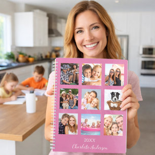 Agenda Colagem de fotos da família com nome em letra curs