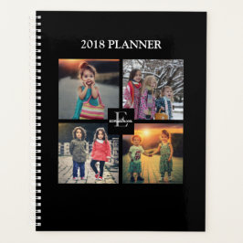 Agenda Colagem de fotos da família personalizada em preto