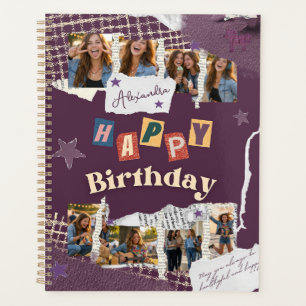 Agenda Colagem de Fotos de Aniversário em Álbum de Recort