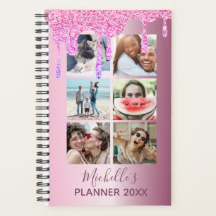 Agenda Colagem de Fotos Diária de Colagem de Colunas Rosa