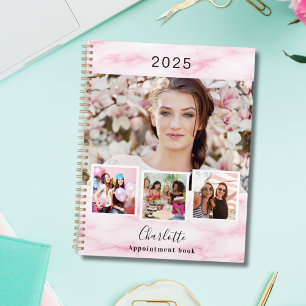 Agenda Colagem de fotos em mármore rosa 2025