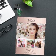 Colagem de fotos em tom de rosa dourado compromiss