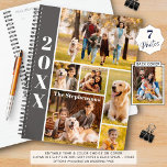 Agenda Colagem de Fotos Moderna 6 Personalizada<br><div class="desc">Crie o seu planejador personalizado utilizando este modelo de colagem de fotografias fácil de carregar com 6 fotografias à frente com o nome da sua família, o seu nome ou outro texto personalizado e uma fotografia do tamanho do cheio no cobrir traseiro. ALTERAÇÕES: Você pode alterar as cores de preenchimento...</div>