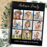 Agenda Colagem de Fotos Moderna 9 Monograma Personalizado<br><div class="desc">Planejador de calendário de colagem de fotos personalizado. Mantenha todos os seus compromissos e agendamento à mão com o nosso divertido planejador de fotos, que tem 9 fotos para personalizar e nomear. Design está na frente e atrás. Personalize com fotos da família, fotos de crianças favoritas, fotos de animais de...</div>