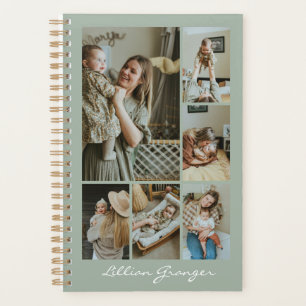 Agenda Colagem de Fotos Personalizadas em Verde Sálvia El