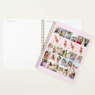 Agenda Colagem de Fotos Verticais Nana Floral Gold Letter