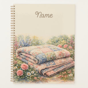 Agenda Colcha de Remendo Floral Cottagecore Aquarela