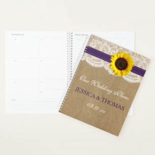 Agenda Coleção de Casamentos de Girassol Rustic Kraft