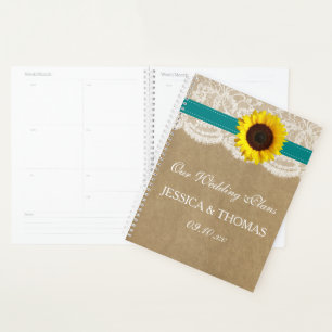Agenda Coleção de Casamentos de Girassol Rustic Kraft