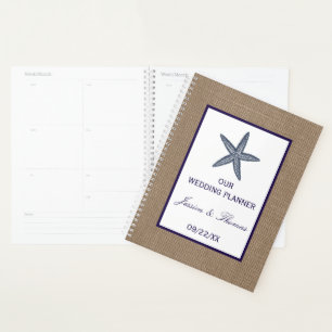 Agenda Coleção de Casamentos de Praia de Starfish Burlap,