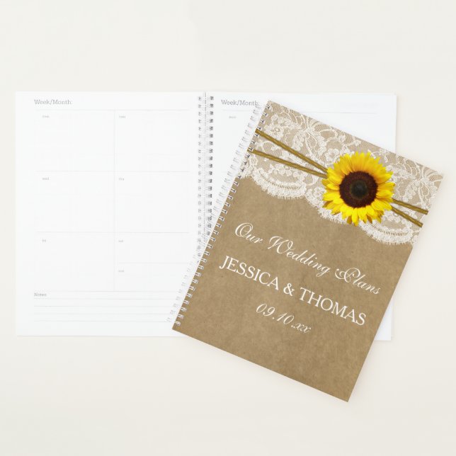 Agenda Coleção de Casamentos Kraft, Lace & Sunflower (Exibição)