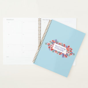 Agenda Coleção de Poppy com Fundo Azul de Açúcar Arroado