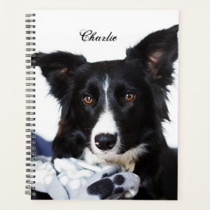 Agenda Collie Preto e Branco Personalizado