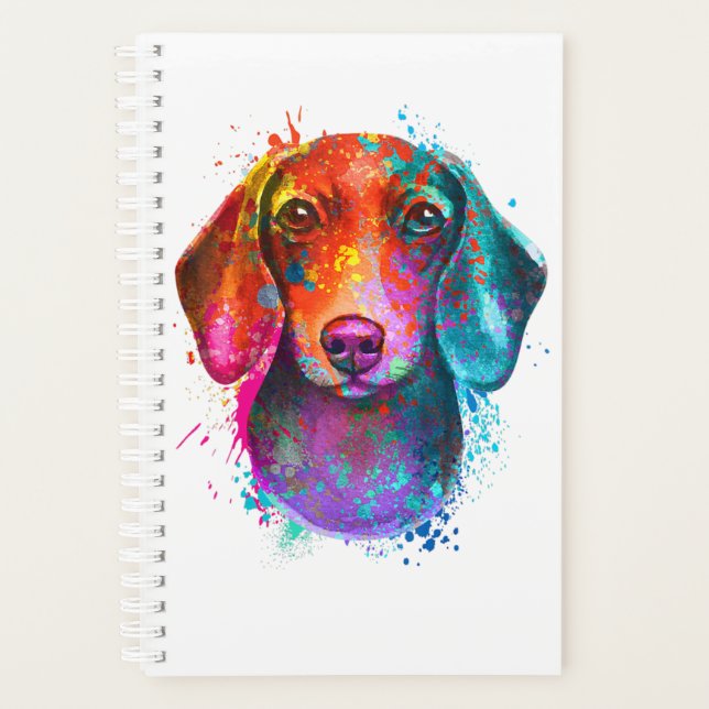 Agenda Colorful Dachshund Dog Art Illustration (Frente)