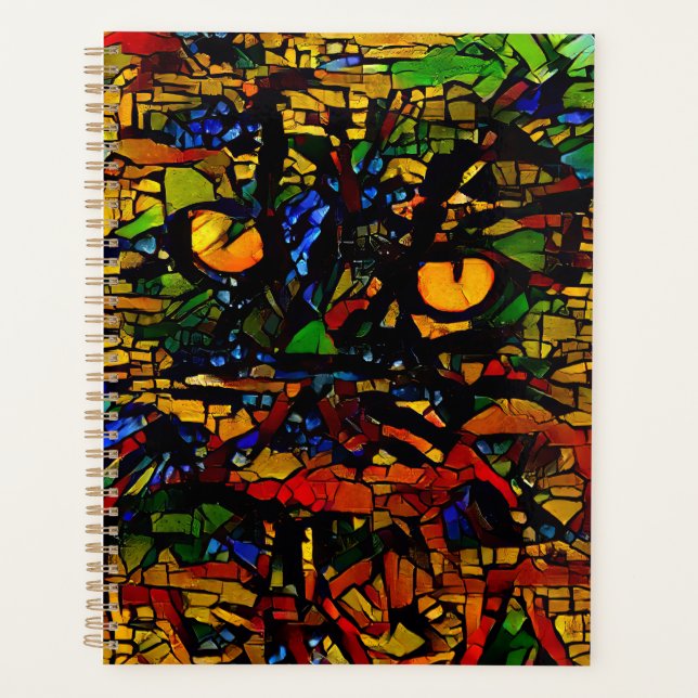 Agenda Colorful Mosaic Cat Art Prin (Frente)