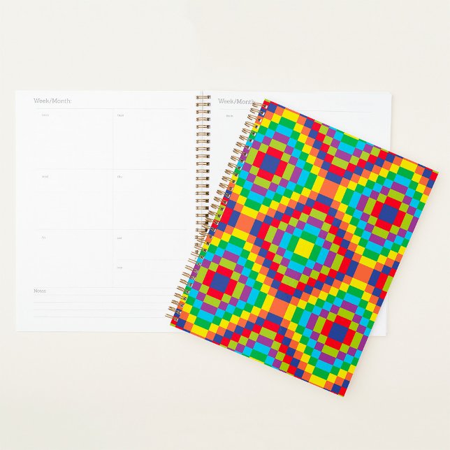 Agenda Colorful Retro Optical Illusion Geometric Rainbow (Criador carregado)