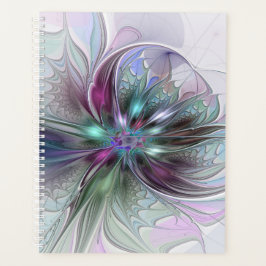 Agenda Colorida Fantasy Abstrato Moderna Flor Fractal
