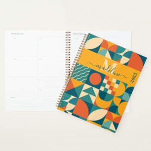 Agenda Colorida Geométrica Retroativa Personalizada