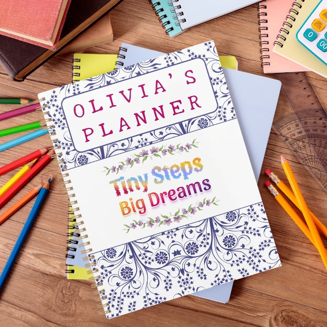 Agenda Colorido Nome Personalizado Floral Fofo (Criador carregado)
