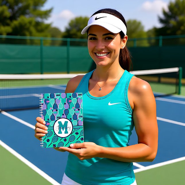 Agenda Com o nome Migget e raquetes tênis roxos  (With name Minty and purple tennis rackets Planner)