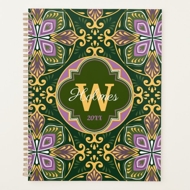 Agenda Com o nome Olive e lavanda Azulejos (Frente)