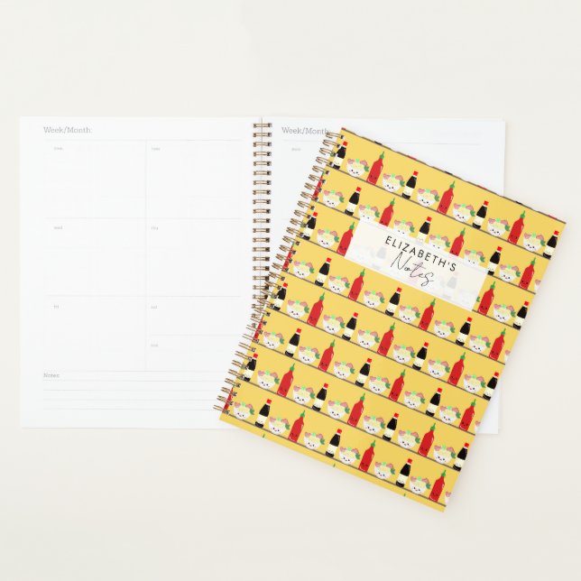 Agenda Comida Asiática Macarrão Pho Kawaii Personalizado (Exibição)