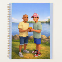 Compartilhando batatas fritas pelo lago