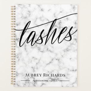 Agenda Compromisso de Lashes de Ângulo Preto e Marble