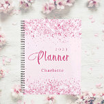 Agenda Compromisso do nome da lente rosa esbranquiçada 20<br><div class="desc">Fundo cor-de-rosa,  poeira brilhante fraca. Personalize e adicione um ano e nome. Letras cor-de-rosa.</div>