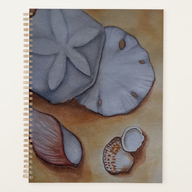 Agenda Conchas na Pintura de Aquarela de Seashore (Frente)