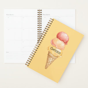 Agenda Cone de Gelado de Gelato Amarelo Vermelho Italiano