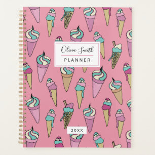 Agenda Cone de Sorvete Rosa Personalizada