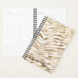 Agenda Confetti de Impressão Zebra Dourada