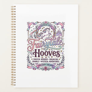 Agenda Conto de Fadas Unicórnio Cascos Design de Merch Or