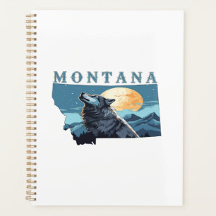Agenda Contorno de Montana Lobo e Lua