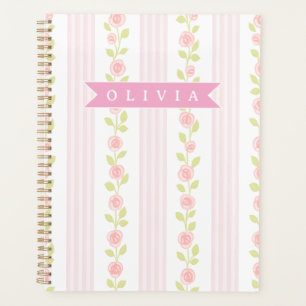 Agenda Coquete personalizado feminino rosa floral listrad