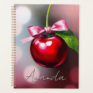 Agenda Coquette Cherry com Arco rosa e folha