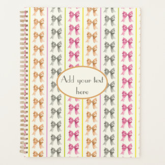 Agenda Coquette hand-painted bows & stripes planner