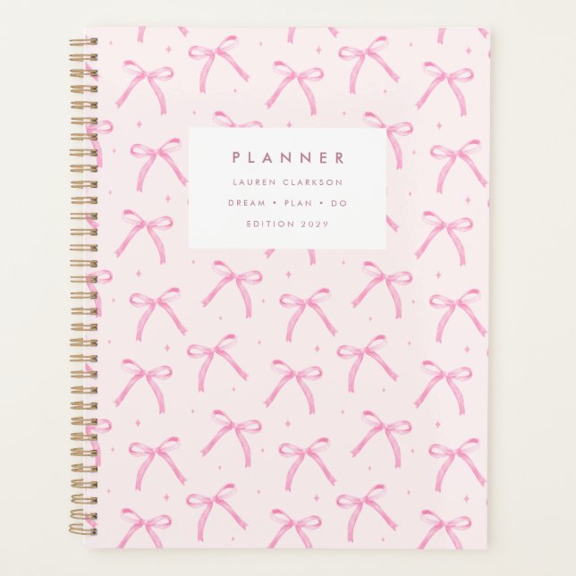 Agenda Coquette Pink Bow Modern Planner (Frente)