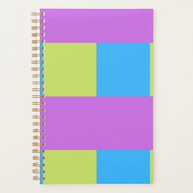 Agenda Cor Bloqueia Verde Azul Púrpura (Frente)