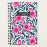 Agenda Cor da Água Inspida Rosa   Azul Floral Botânico<br><div class="desc">Padrão floral azul e rosa inspirado na aquarela</div>