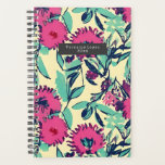 Agenda Cor da Água Inspida Rosa   Floral Botânico Verde<br><div class="desc">Padrão floral verde e rosa inspirado na aquarela</div>