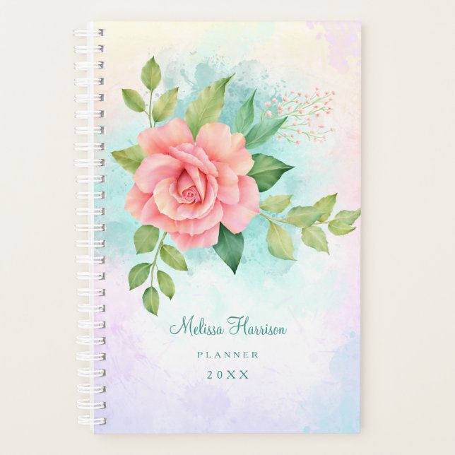 Agenda Cor d'água Lilac Turquesa Ombre Rosa Rosa Rosa Ros (Frente)
