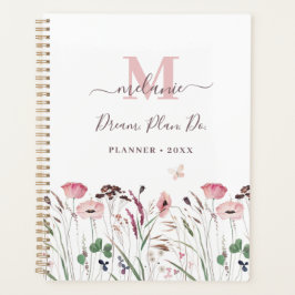 Agenda Cor d'água Rosa Paposa Nome Personalizado Monogram