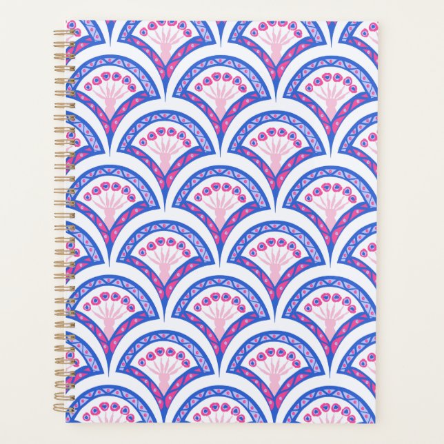 Agenda cor damasco floral azul (Frente)