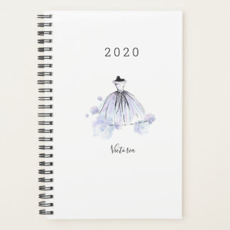 Agenda Cor de Água Azul Chic Moderna Elegante