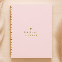 Agenda Cor-de-rosa-branco monograma | Elegante Dourado Mi